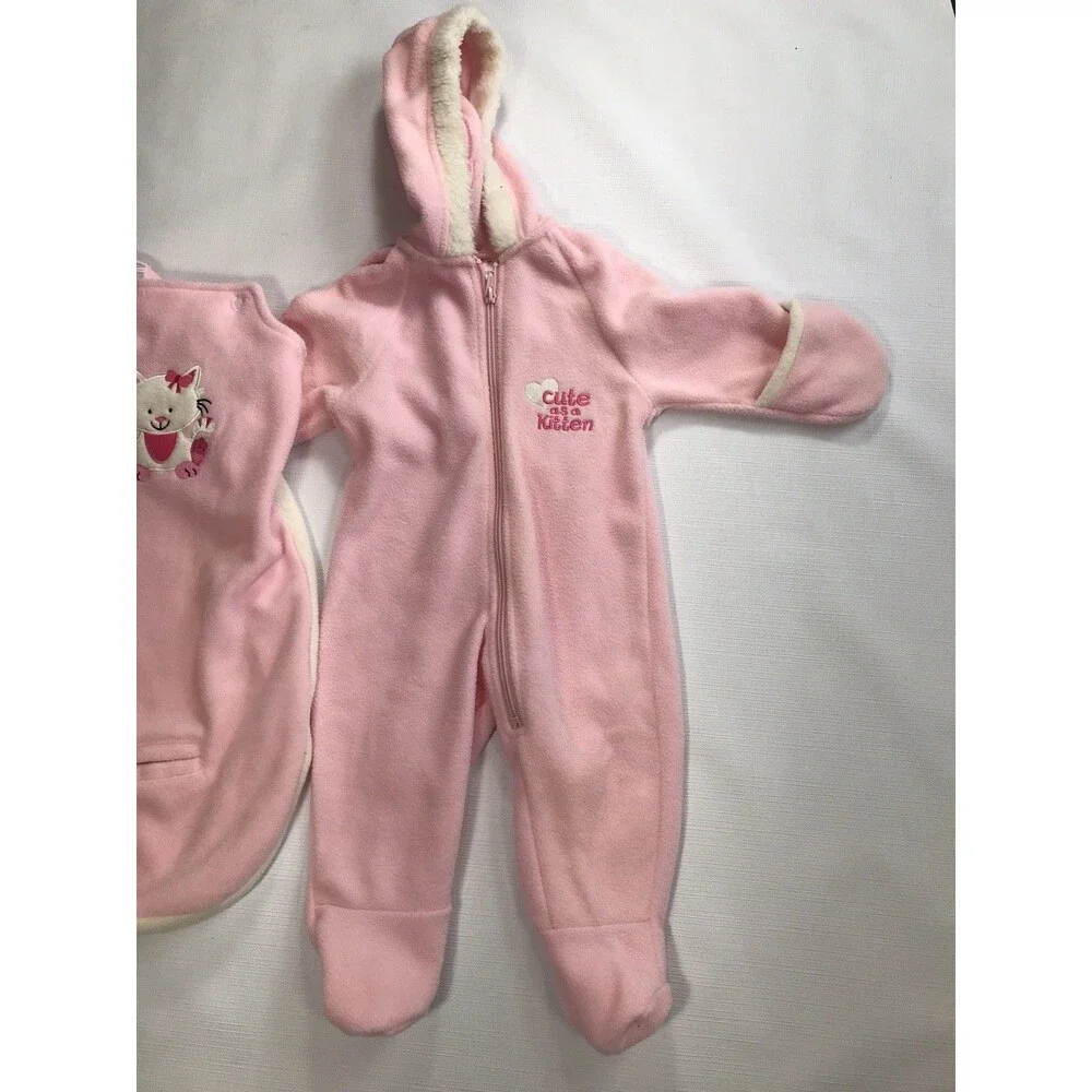 Okie Dokie 2 Piece Kitty  Baby Girls Coverall Set Size 9 Months
